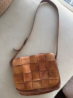 Patricia Nash Woven Leather Crossbody in Cognac Tan